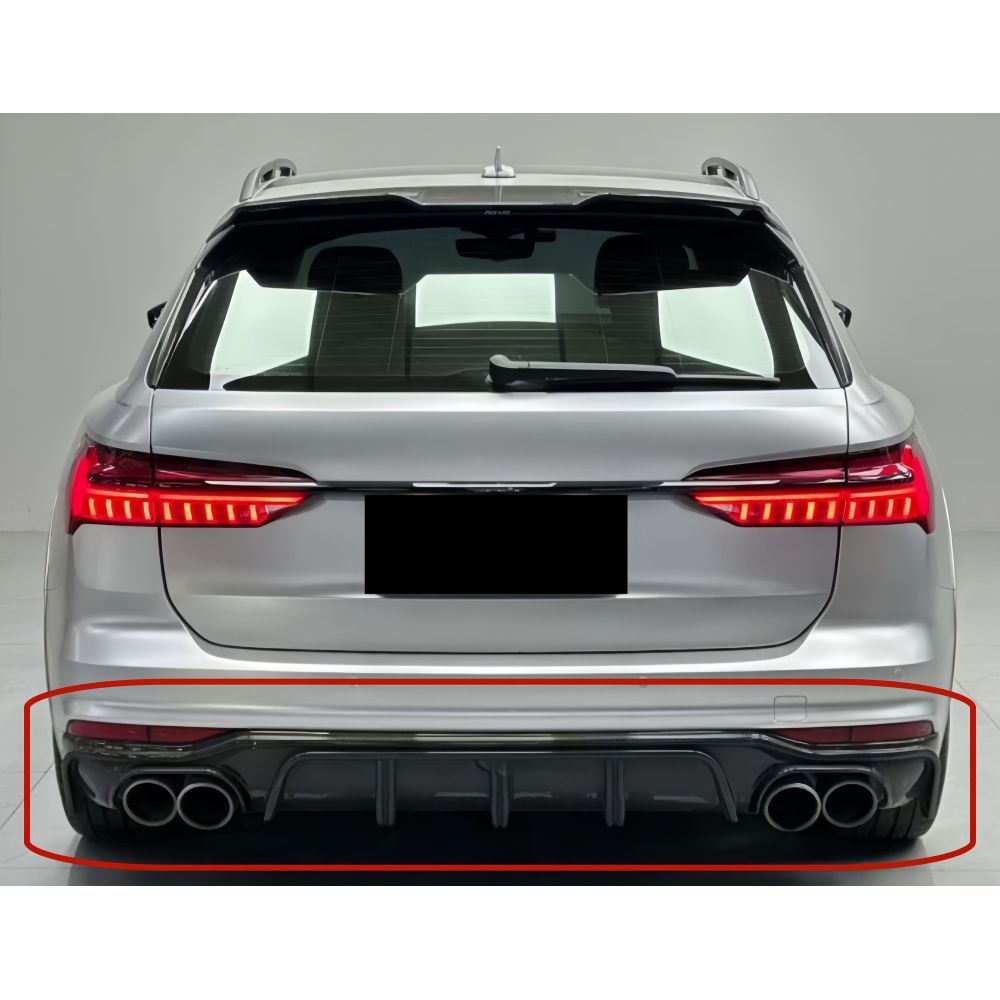 2019+ Audi A6 Allroad Carbon Fiber KB Style Diffuser with LED Brake Light | C8 A6 Allroad - Rear Diffusers